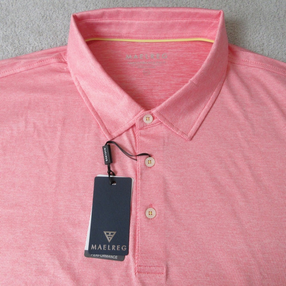 MAELREG Mens Performance Polo Shirt Pink‎ Heather 3XL Wicking Sun Smart Stretch
